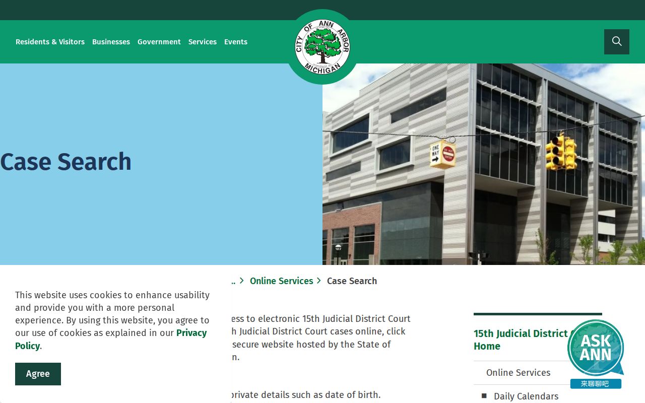 Washtenaw resident lookup Ann Arbor 15th District Court search