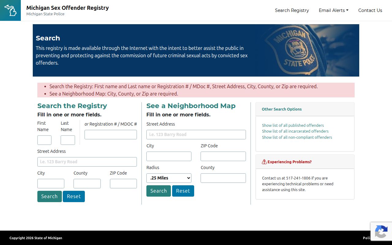Washtenaw residents directory Michigan public safety registry search