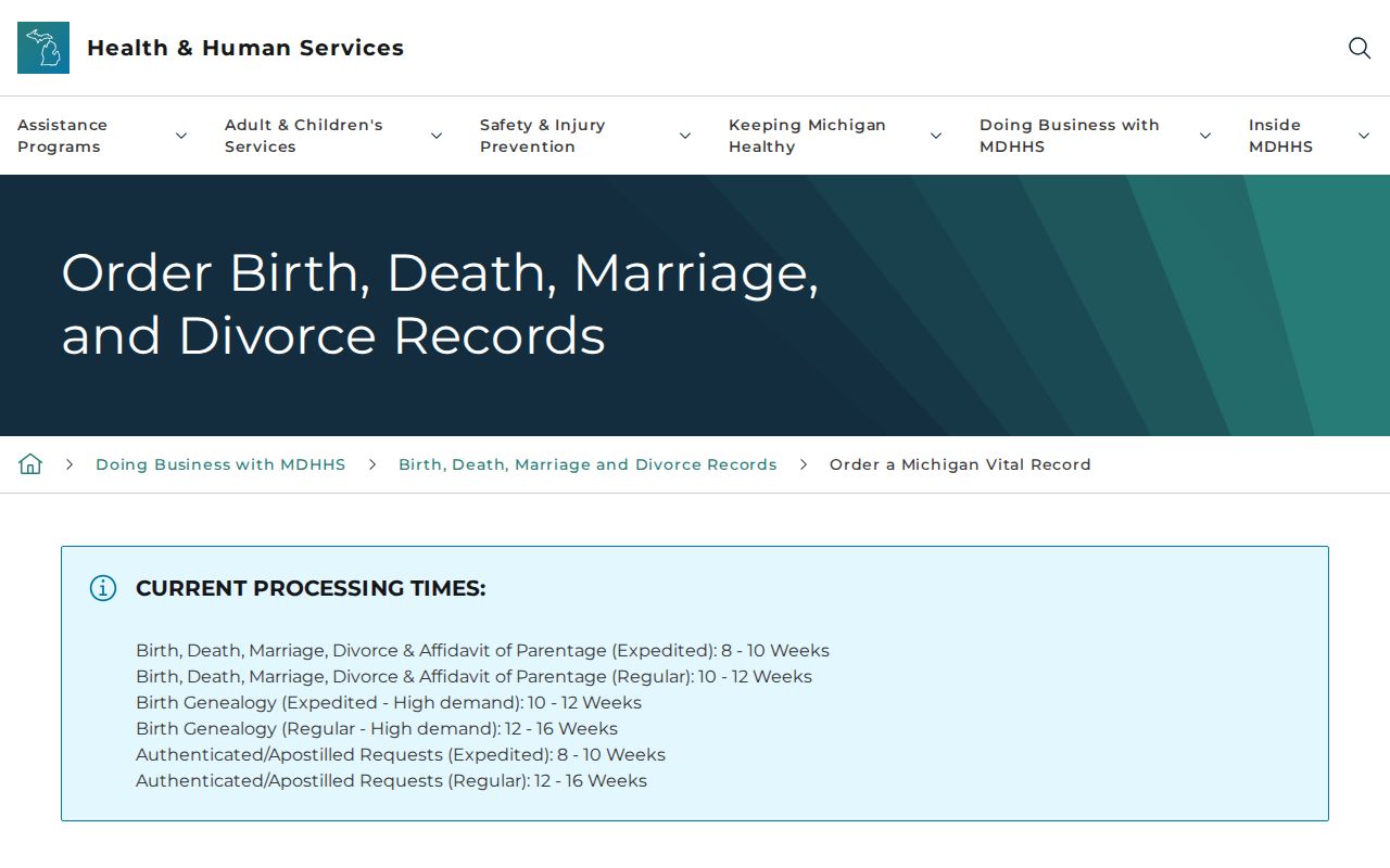 Washtenaw resident lookup Michigan vital-record order workflow