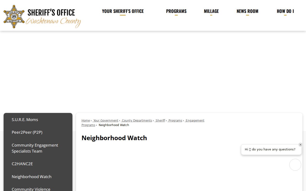 Washtenaw neighbors county Neighborhood Watch resource